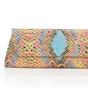 Abas Leather Clutch Snakeskin Multi-colored NWOT